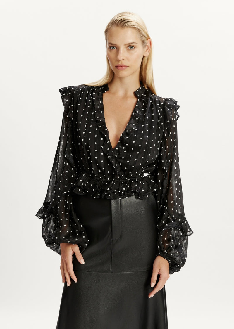 Frill Detail Spot Blouse