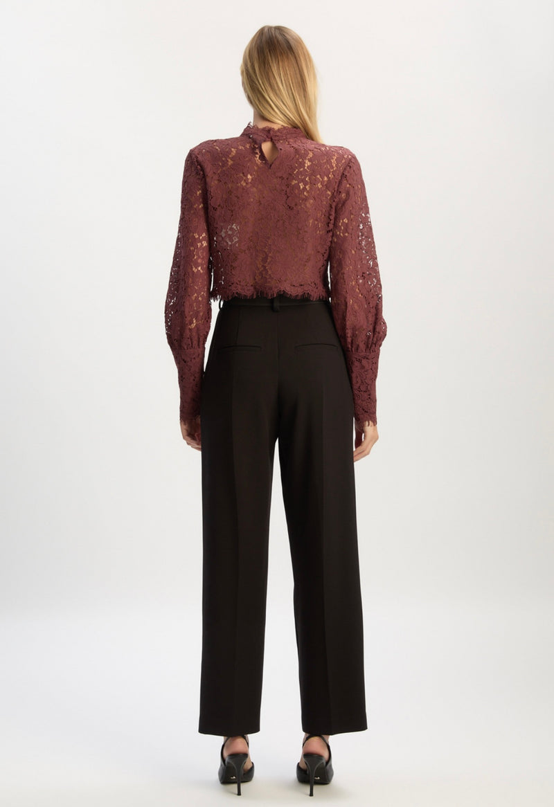 Black Fia Satin High Rise Pant