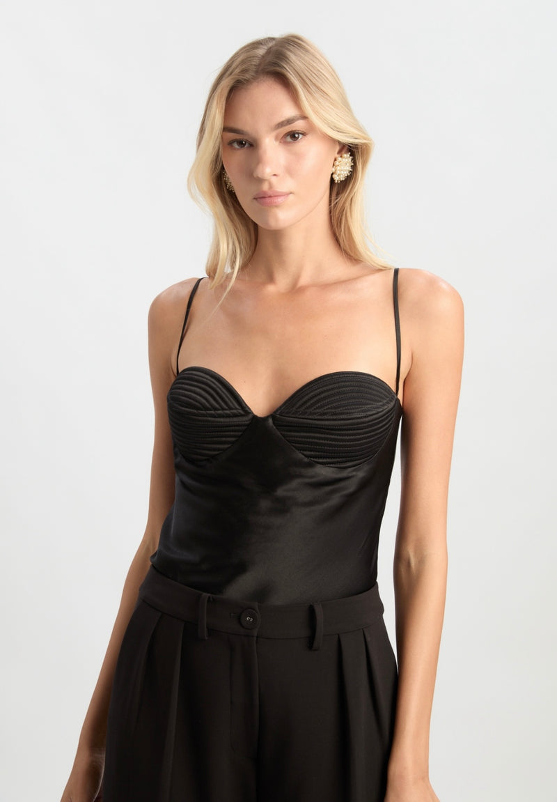 Devin Satin Camisole In Black