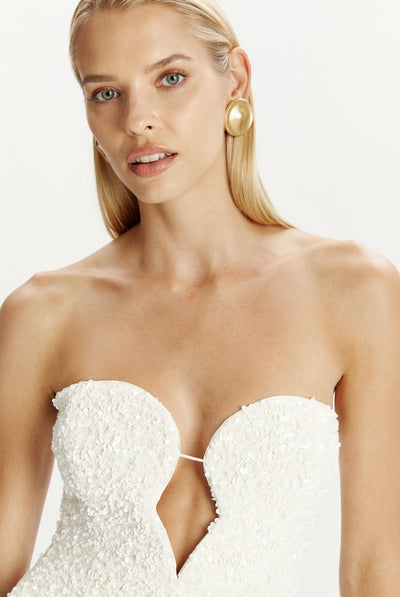 Braya Sequin Midi Dress In Ivory