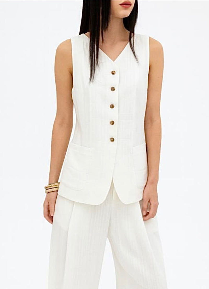 White Linen Vest