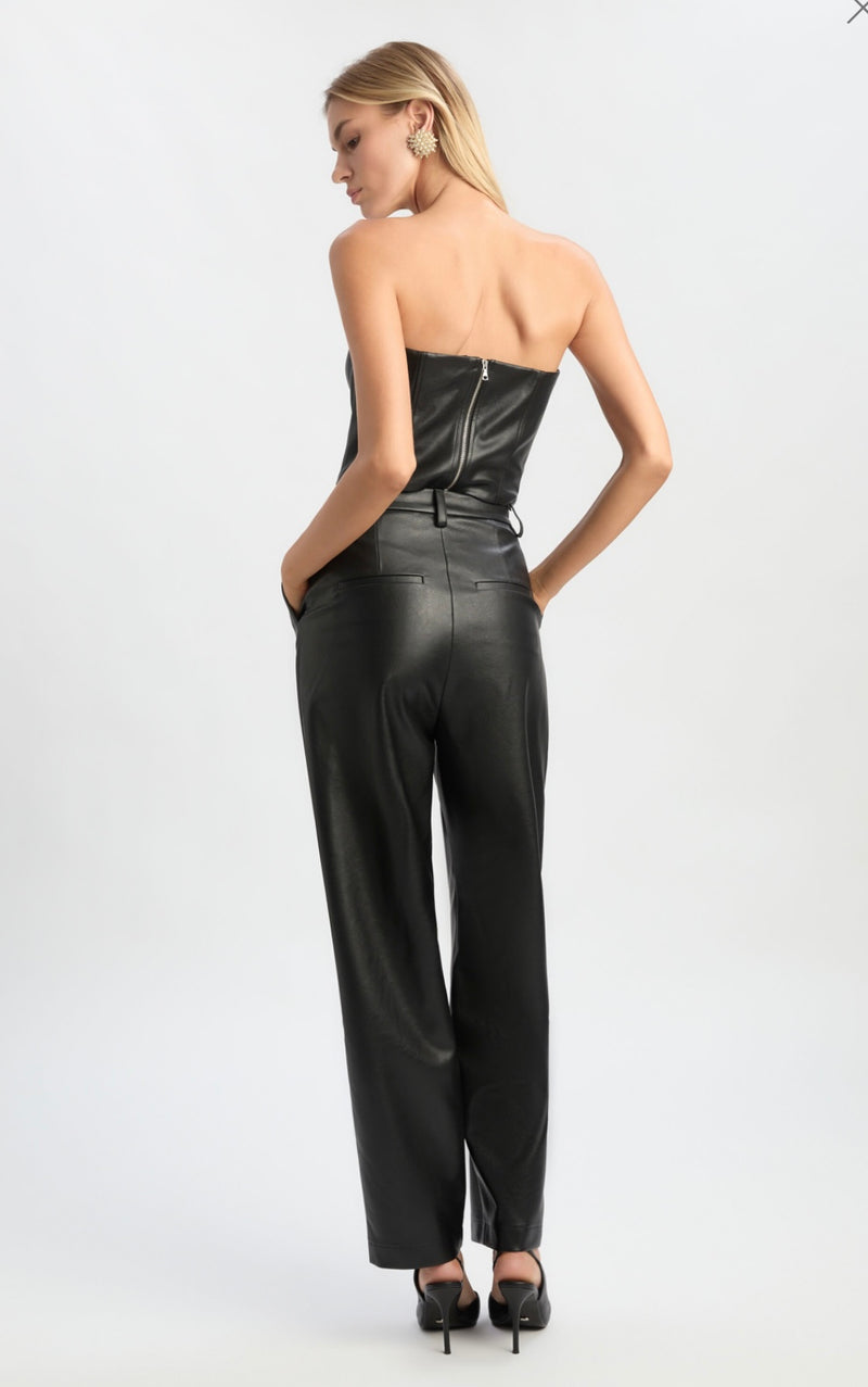 Black Kelsa Vegan Leather Pant