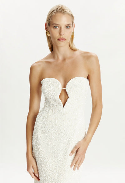 Braya Sequin Midi Dress In Ivory