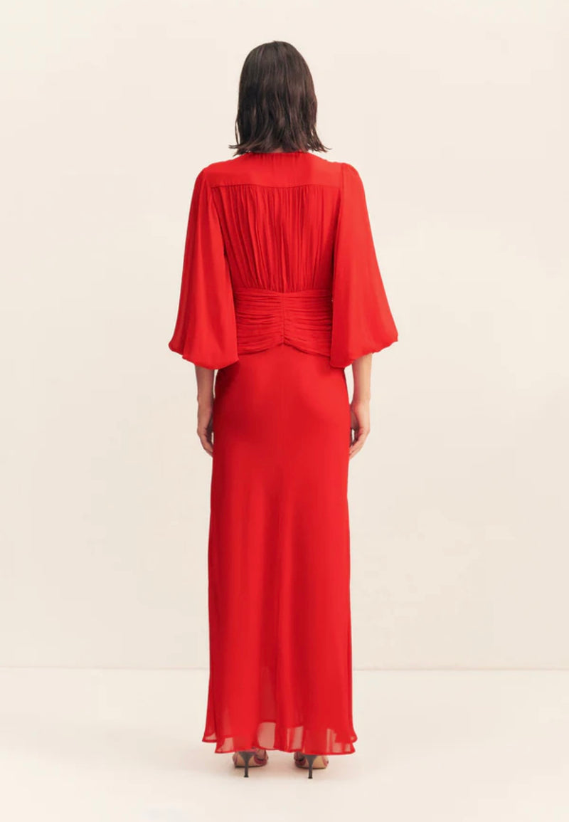 Chilli Romy High Neck Balloon Sleeve Maxi Dress