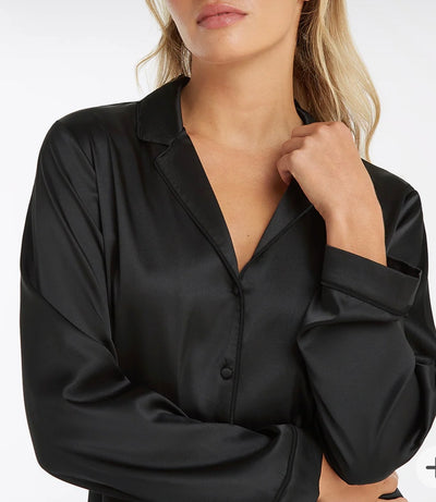 Black Long Silk PJ Set
