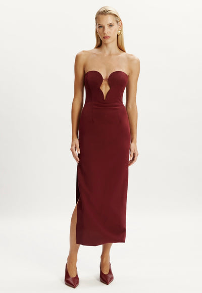 Eleni Midi Dress In Burgundy