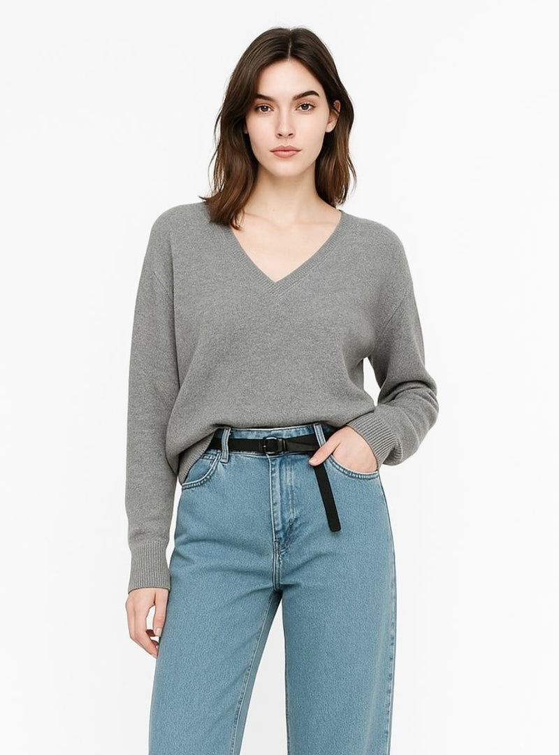 V Neck Grey Sweater