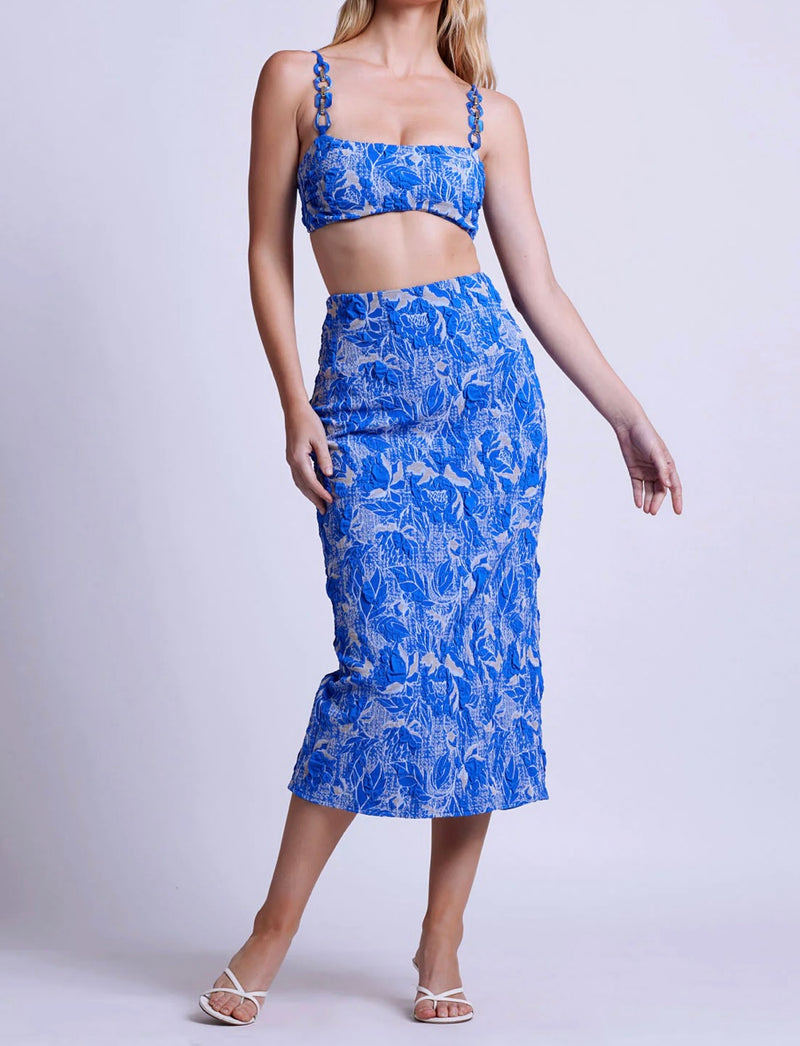 STRETCH JACQUARD MIDI SKIRT