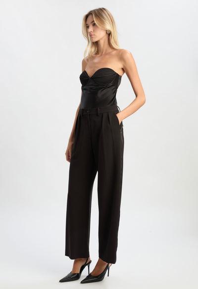 Black Sloane Satin Detail Pant