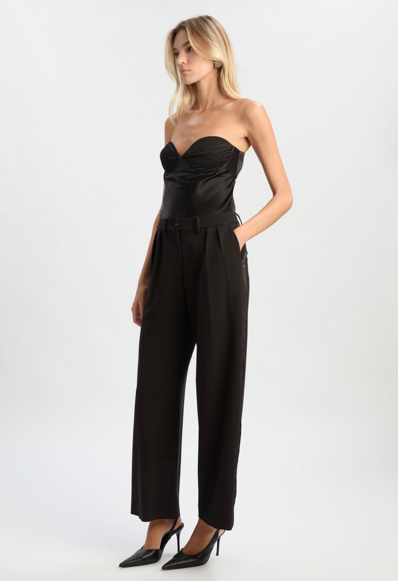 Black Sloane Satin Detail Pant