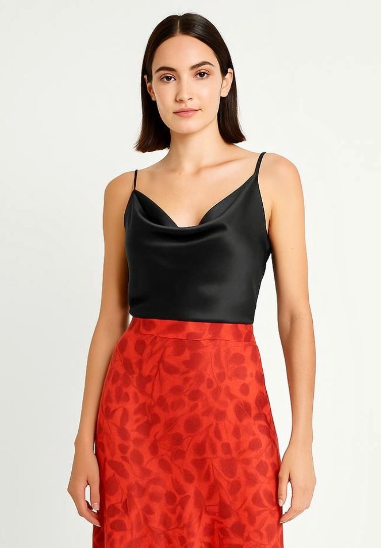Black Satin Tank Top