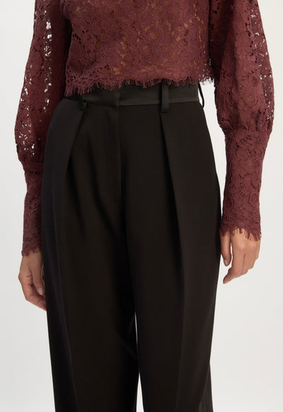 Black Fia Satin High Rise Pant