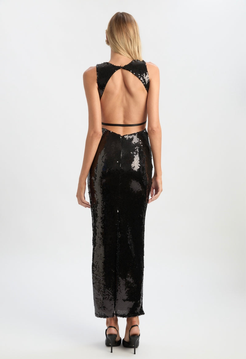 Black Portia Sequin Maxi Dress