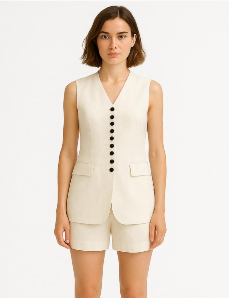 White Vest with Buttons