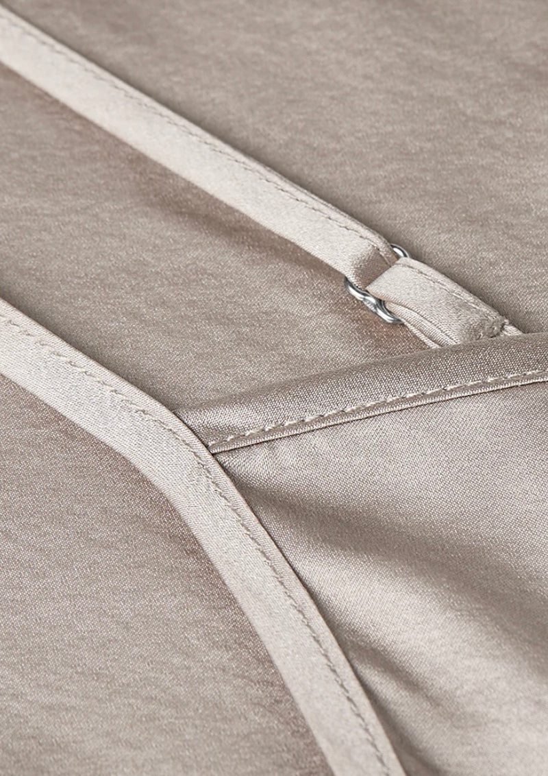Beige/Grey Premium Silk Slip Dress