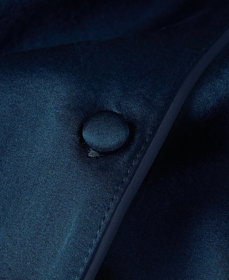 Navy Long Premium Silk PJ Set