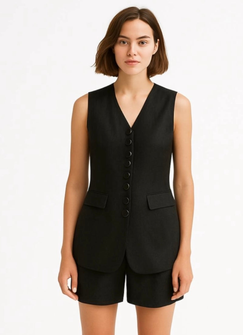 Black Vest with Buttons