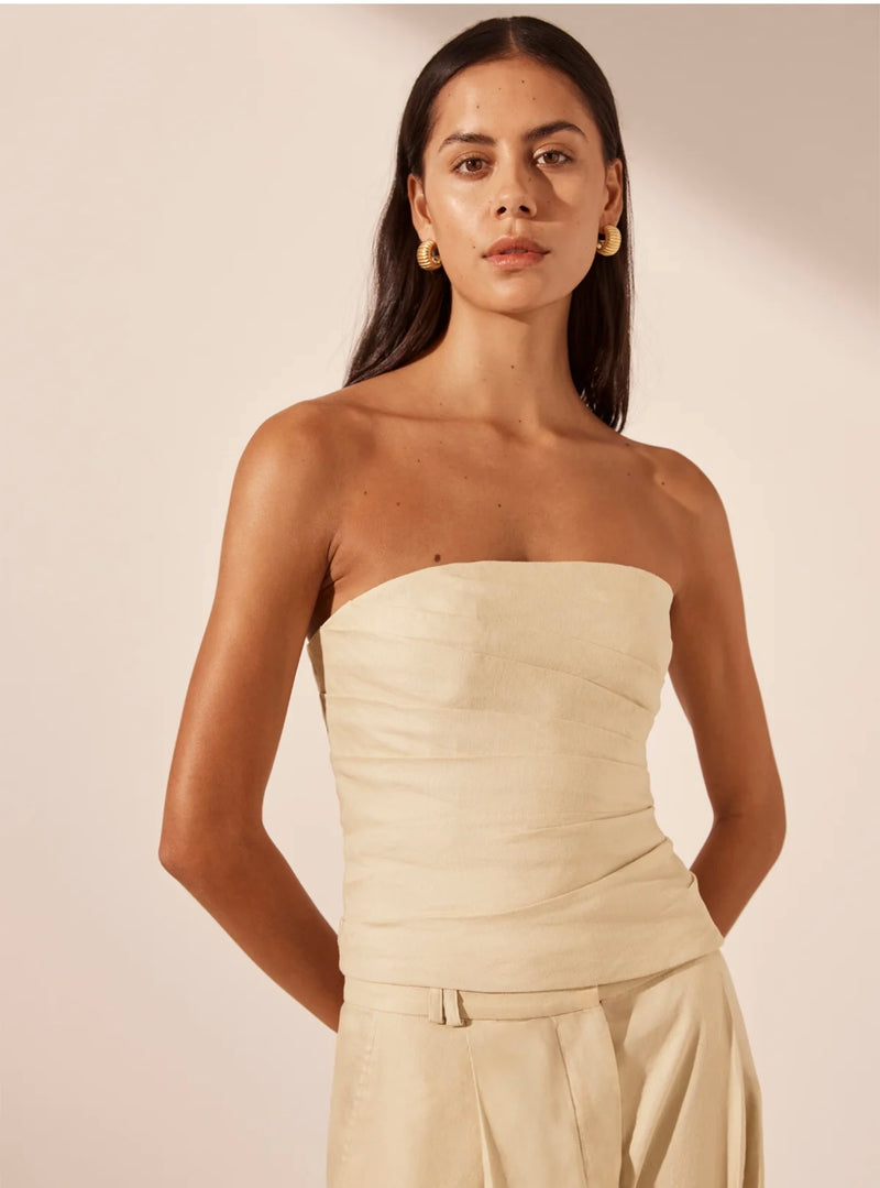 Kasbah Strapless Draped Bodice - Oyster