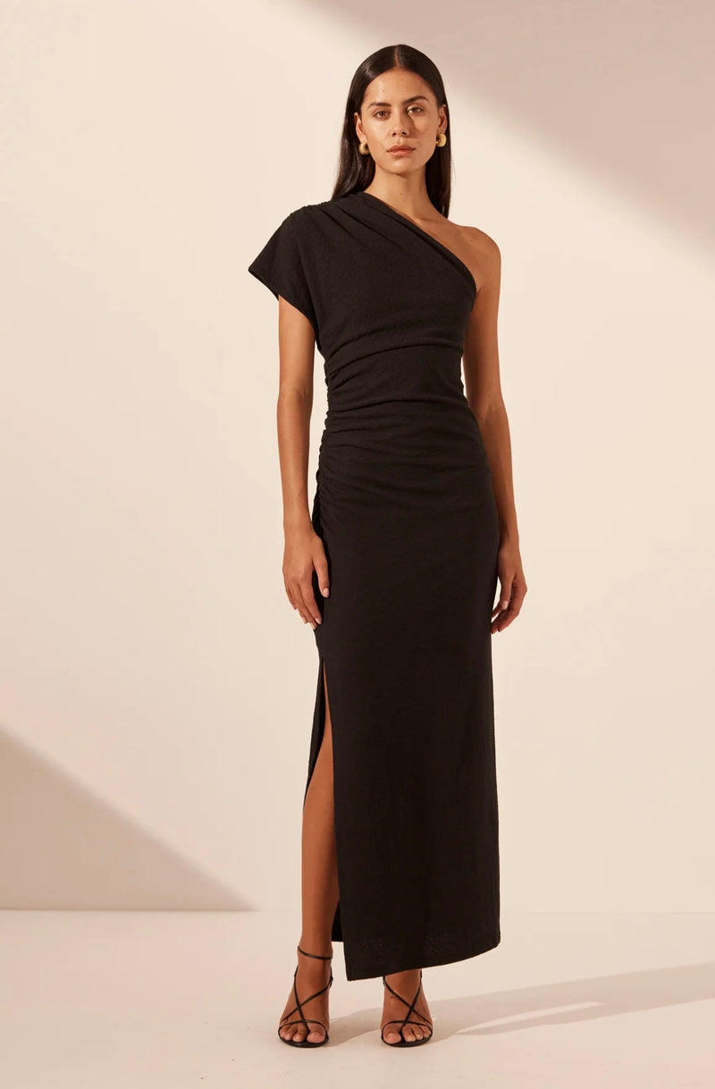 Black Beau Asymmetrical Midi Dress