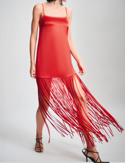 Chilli Moraya Square Neck Fringe Maxi Dress