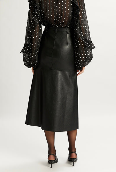 Kindra Vegan Leather Skirt In Black