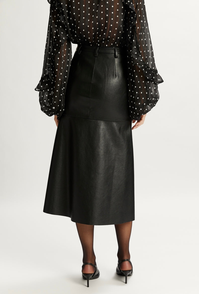 Kindra Vegan Leather Skirt In Black