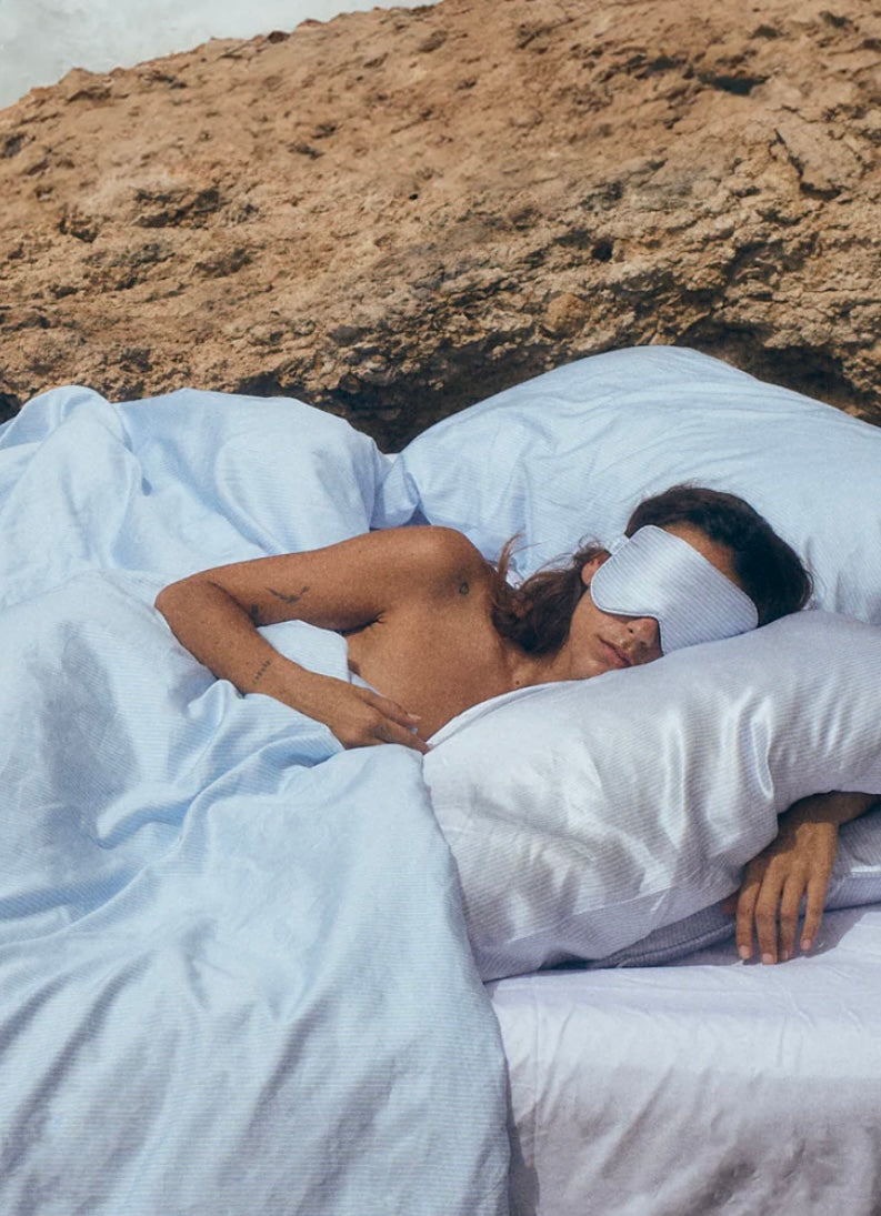Blue Striped Premium Silk Sleep Mask