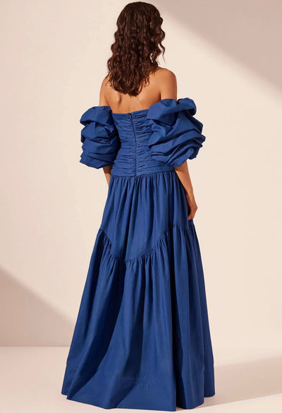 Azure Maiori Ruched Maxi Dress