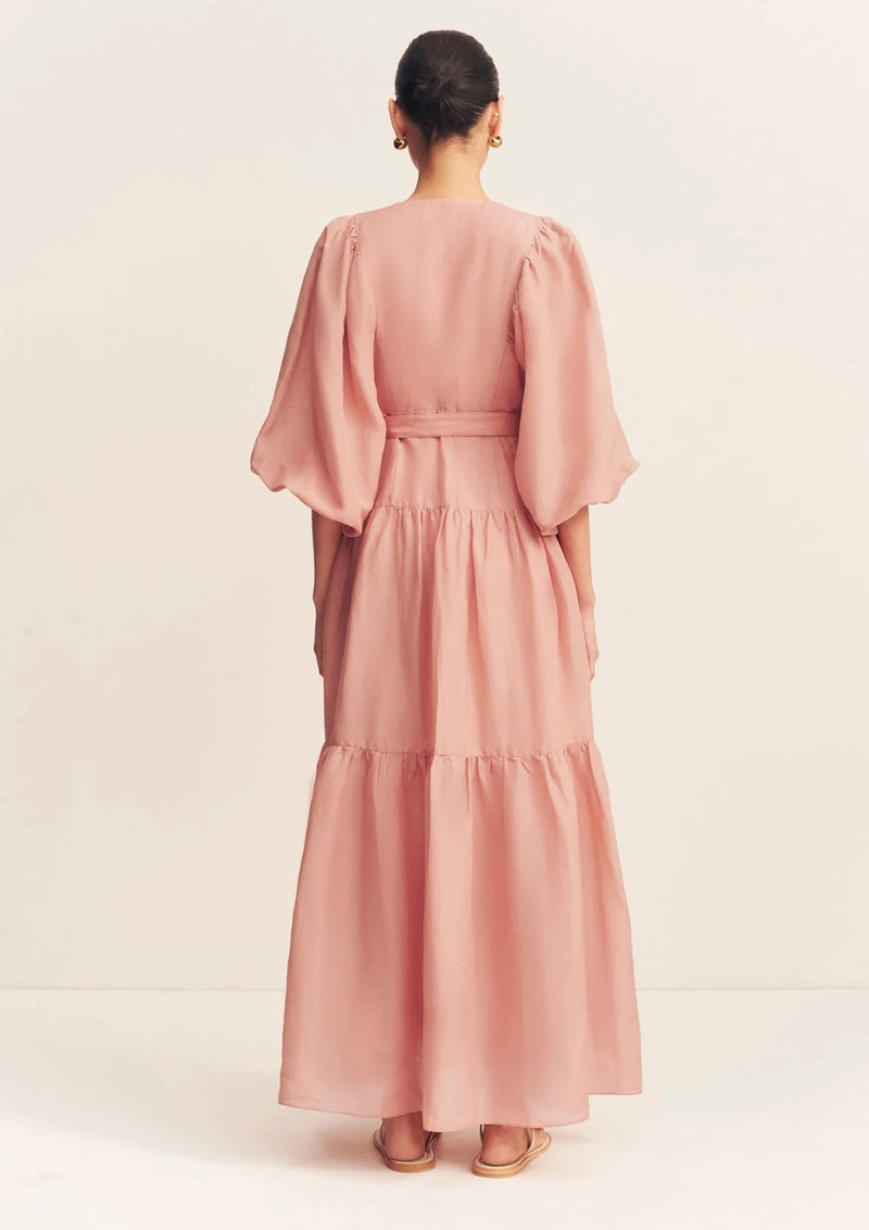 Celeste Plunged Tiered Maxi Dress - Rose