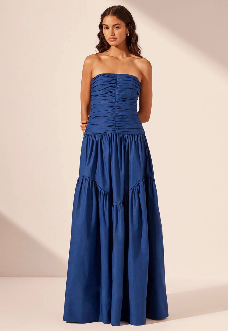 Azure Maiori Ruched Maxi Dress