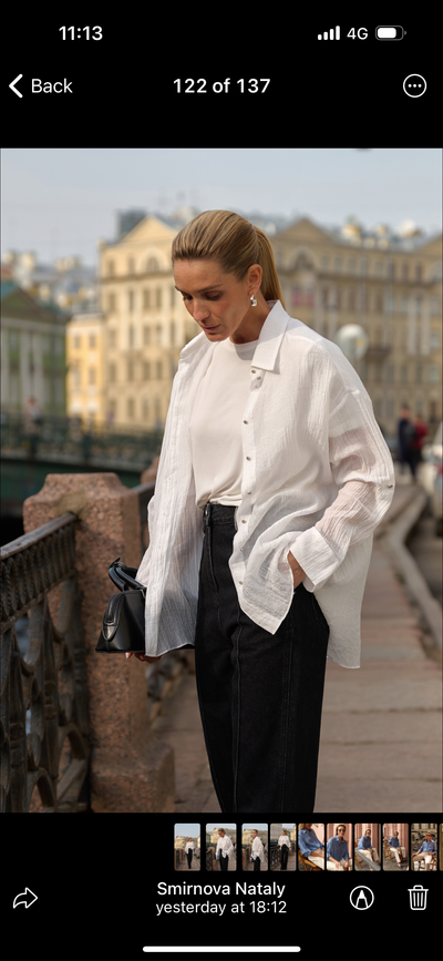 White Viscose Shirt With Shimmer