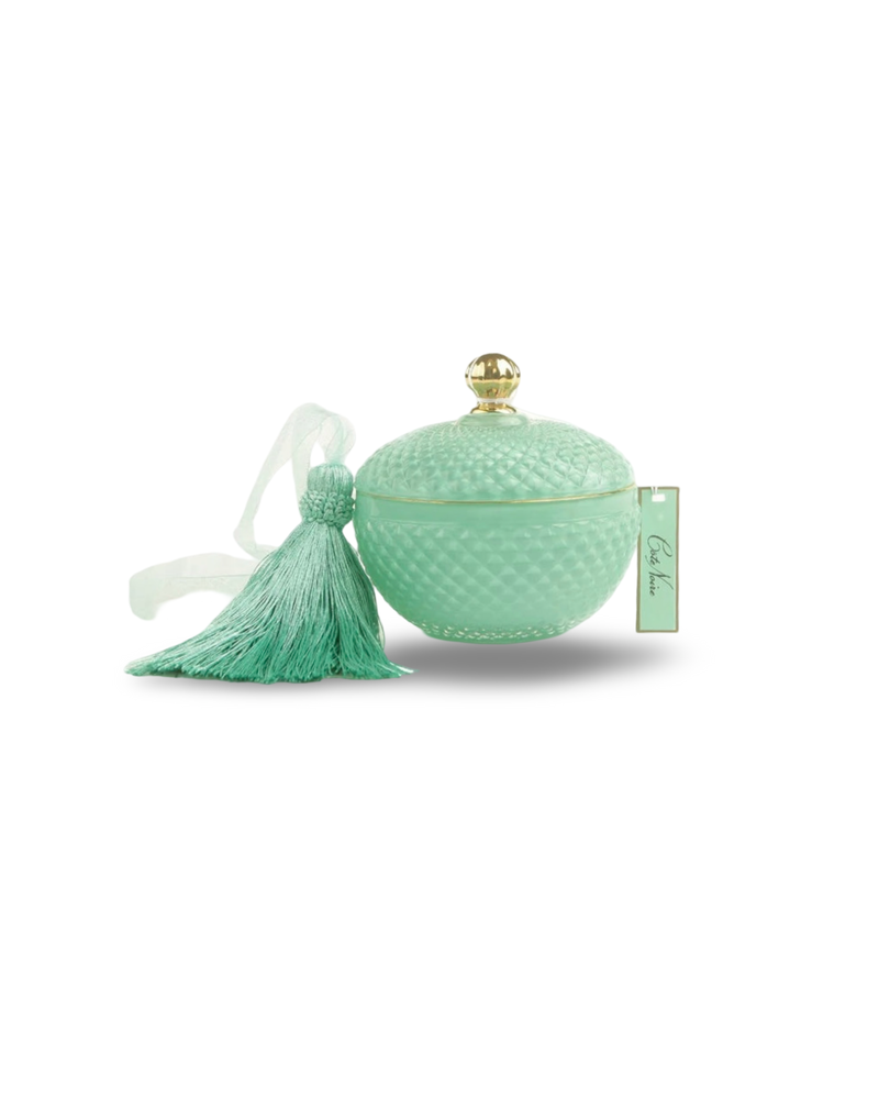 ROUND ART DECO CANDLE - TIFFANY BLUE & GOLD - PERSIAN LIME