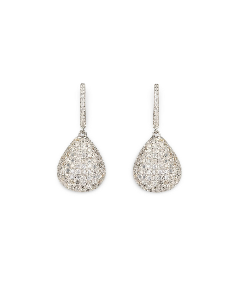 Valerie Pear Drop Gemstone Earrings Silver White Cz