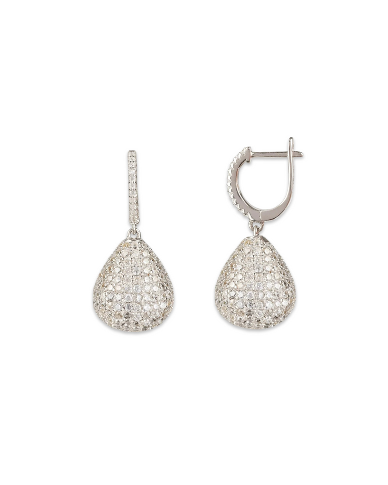 Valerie Pear Drop Gemstone Earrings Silver White Cz