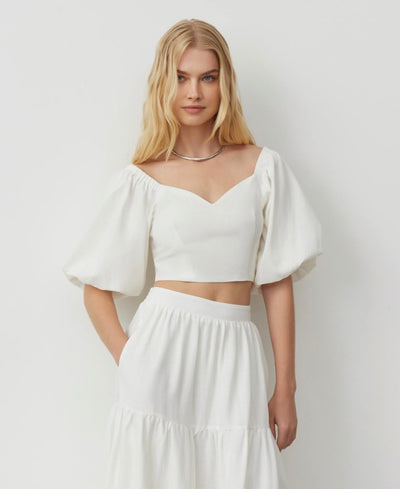 Linen Skirt White