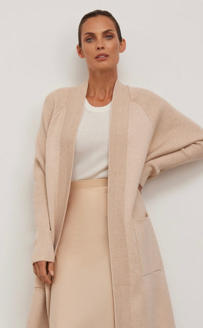 Cardigan With Ribs Beige