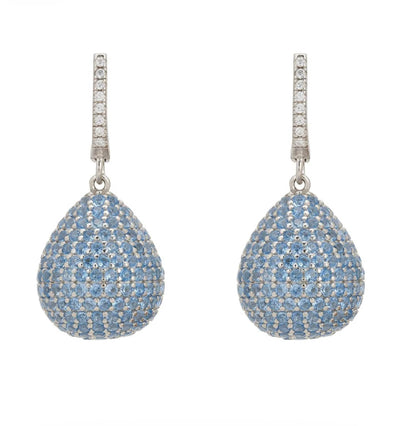Valerie Pear Drop Gemstone Earrings Silver Ice Blue