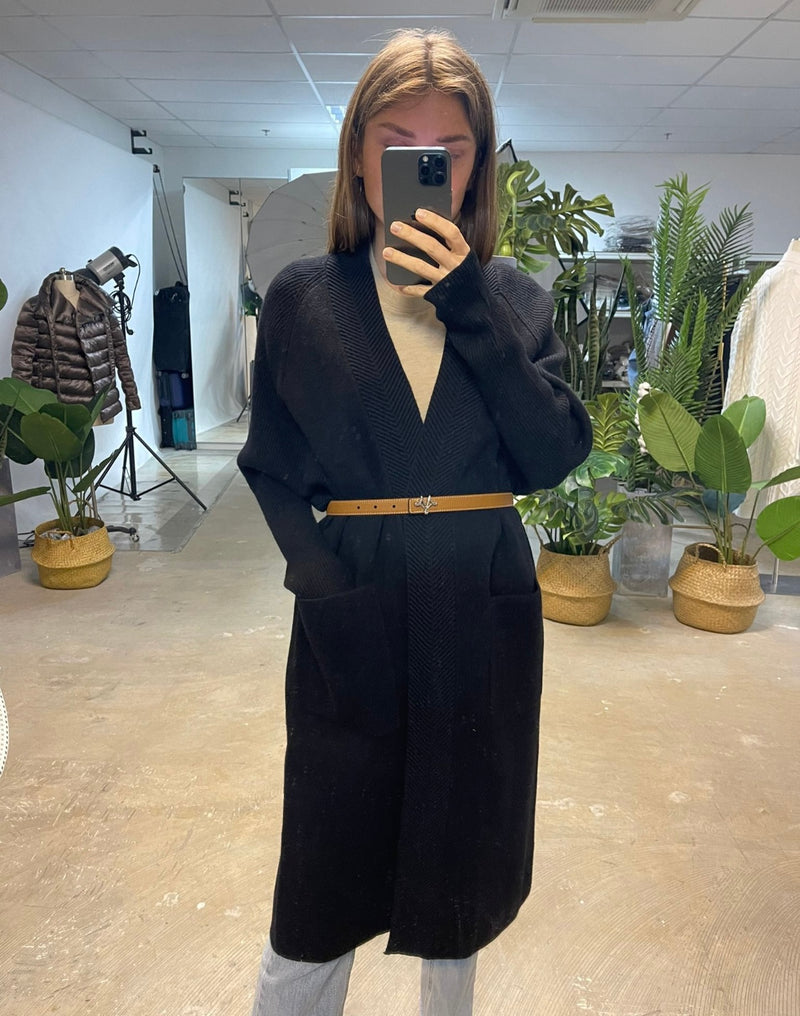 Cardigan With Ribs Black