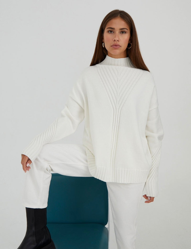 Jumper With Ribs White