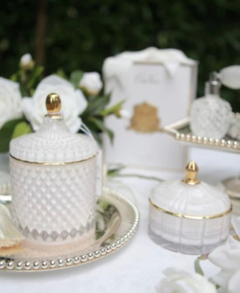 GRAND WHITE ART DECO CANDLE