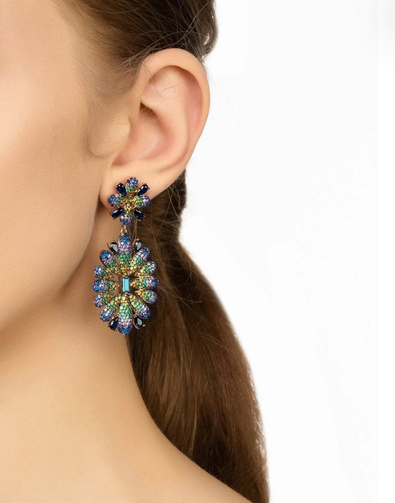 Multicolor Babylon Flower Earrings
