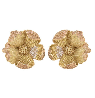 Poppy Flower Earrings Gold