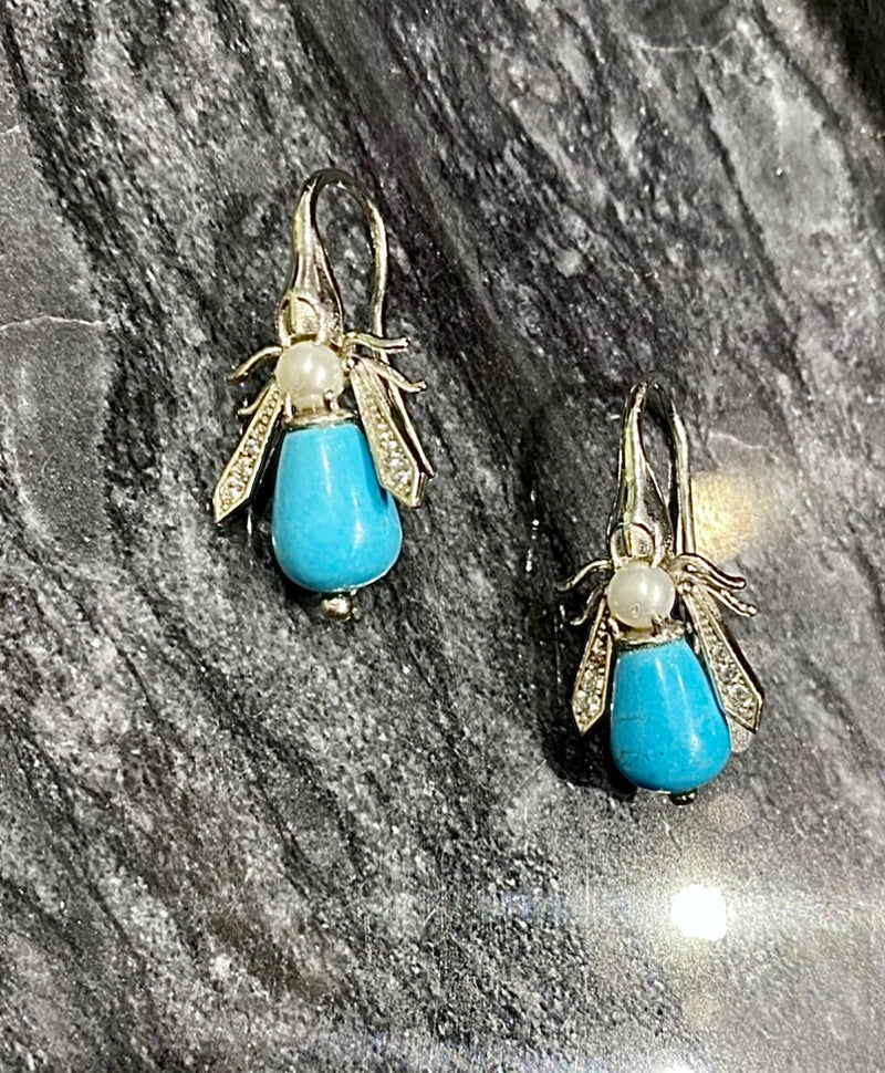 Honey Bee Earrings Turquoise