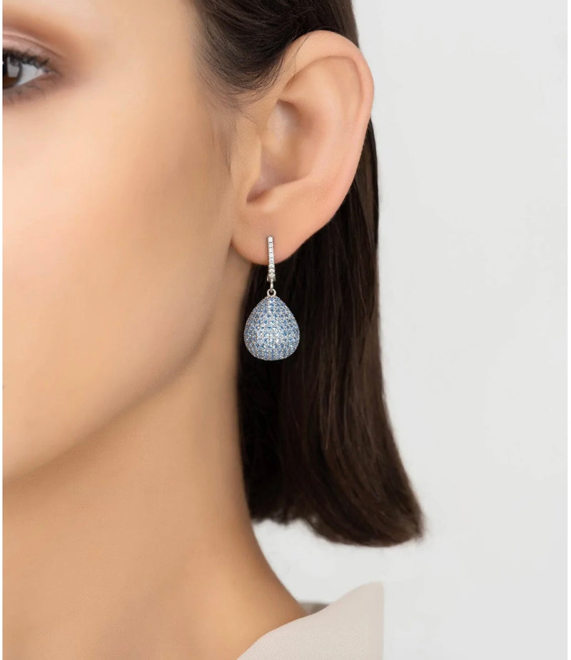 Valerie Pear Drop Gemstone Earrings Silver Ice Blue