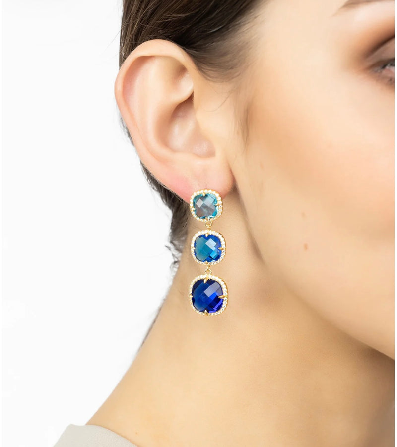 Knightsbridge Earrings Gold Blues