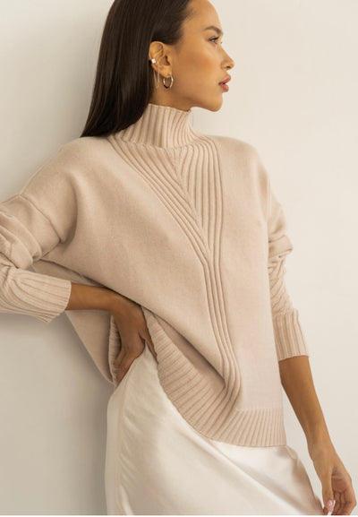 Jumper With Ribs Beige no