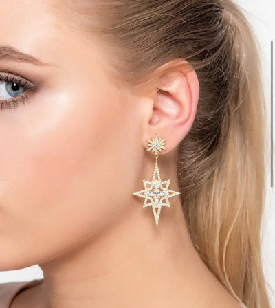 Northern Star Burst Drop Earrings Gold